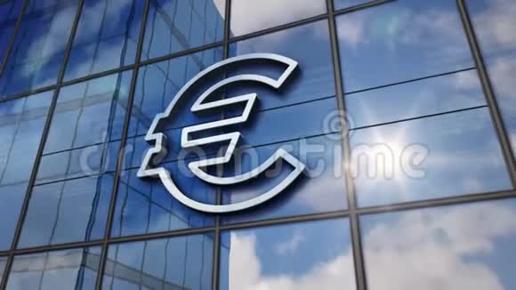 玻璃镜面建筑的欧元货币符号视频的预览图