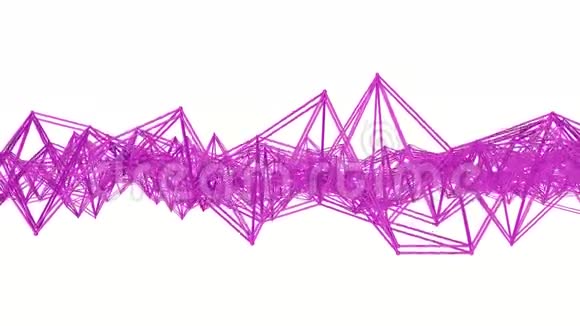 紫色三维网格在白色背景上慢慢变形循环动画3D渲染视频的预览图