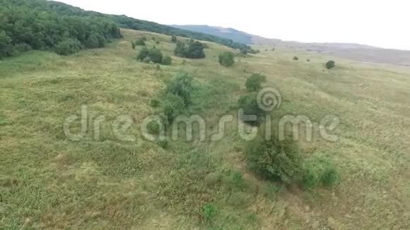 空中观景台飞过美丽的山和美丽的森林空中摄影机拍摄斯塔夫罗波尔山视频的预览图