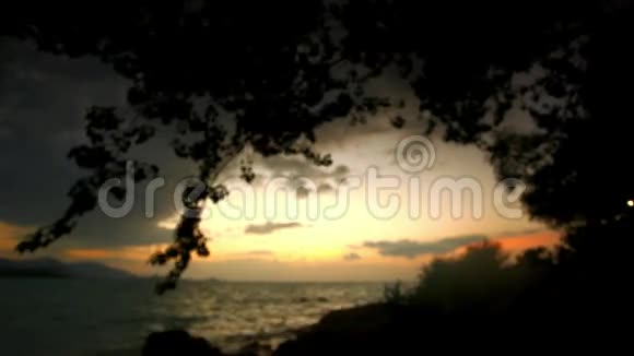 在泰国的一个野生海滩上日落模糊的视频的预览图