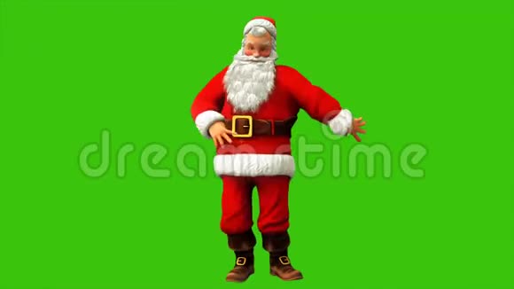 快乐的圣诞老人在圣诞节4k的绿色屏幕上旋转无缝循环动画视频的预览图
