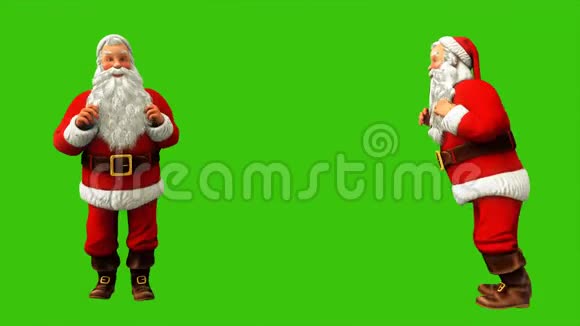 圣诞老人在4K圣诞节期间在绿色屏幕上跳跃无缝循环动画视频的预览图