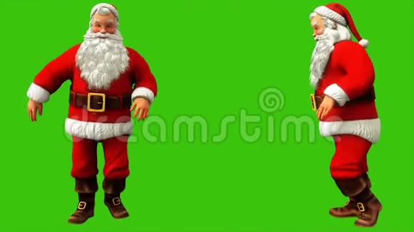 圣诞老人在4k圣诞节期间在绿色屏幕上走过月台无缝循环动画视频的预览图