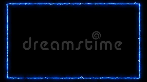 发光方形框架霓虹灯亮矩形横幅设计在黑暗的背景视频的预览图