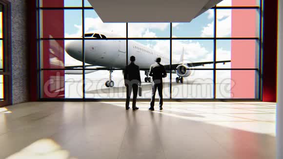 两个商人在机场谈话时间过短旅行或旅行概念视频的预览图