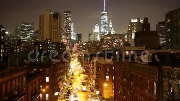 曼哈顿夜景自由塔4k时间从纽约过去视频的预览图