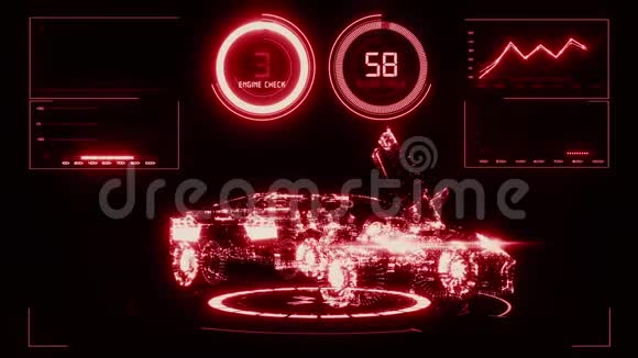 3红HUD汽车界面运动图形元件视频的预览图