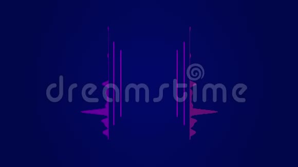 提取波形音频频谱中的彩色均衡器深蓝色背景上的粉红色音频信号音乐视频的预览图