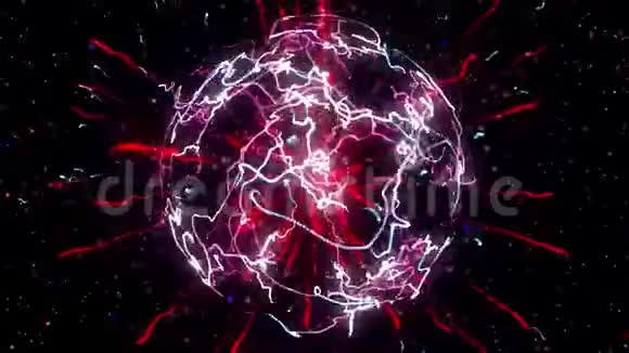 在黑色背景下分离的霓虹灯核的抽象彩色爆炸动画神奇的3D脉冲扩散到视频的预览图