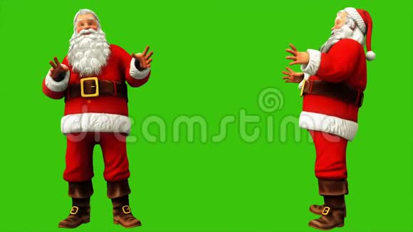 圣诞老人在圣诞节4k的时候在绿色的屏幕上挥动他的手无缝循环动画视频的预览图