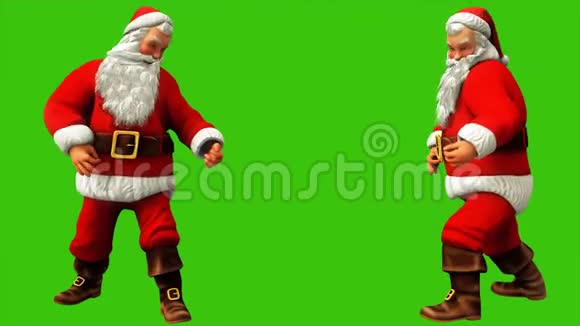 圣诞老人在圣诞节4k期间在绿色屏幕上弹吉他无缝循环动画视频的预览图