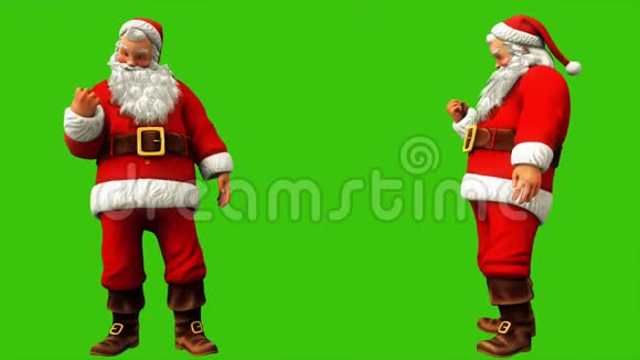 圣诞老人在圣诞节期间在绿色屏幕上做一个手势无缝循环动画视频的预览图