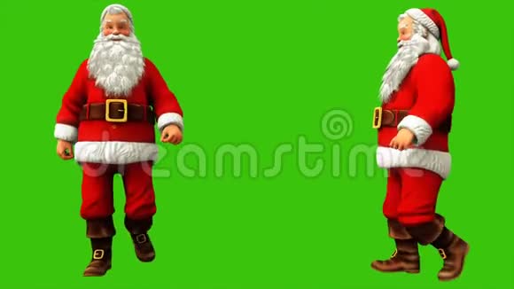 圣诞老人在4K圣诞节期间在绿色屏幕上快速行走无缝循环动画视频的预览图