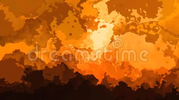 动画闪烁彩色背景无缝循环视频水彩花效果阳光热日落橙棕色黄赭石视频的预览图