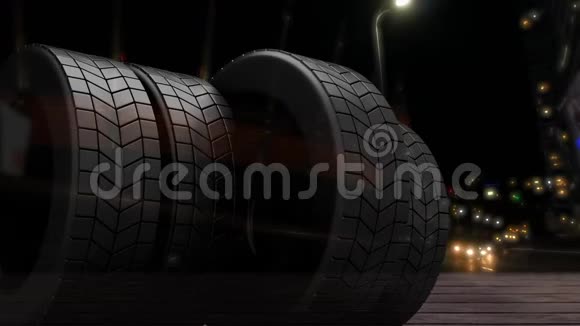 车轮上的动画道路背景视频的预览图