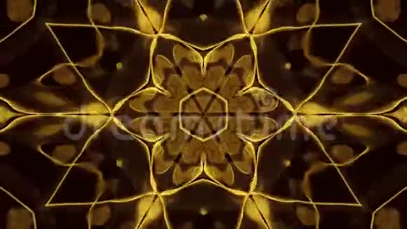 抽象宇宙混沌循环动画背景无缝对称万花筒背景液体黄金催眠射线南军视频的预览图