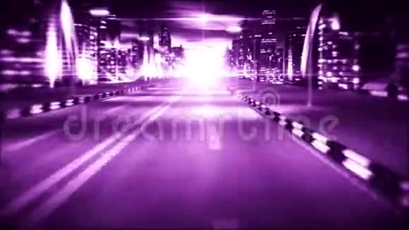 3D紫夜城路VJ环路运动图形背景视频的预览图