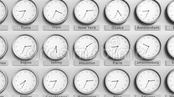专注于显示休斯顿的时钟美国时间3D动动画视频的预览图
