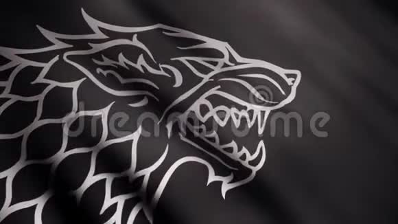 白狼的头在一个斯塔克标准的黑色背景上的图像权力的游戏视频的预览图