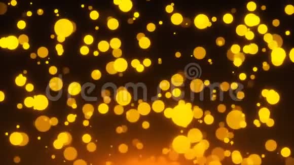许多金光闪闪的圆圈在太空中假日的3d渲染背景金色的纸屑爆炸视频的预览图