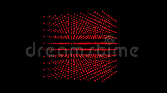 美丽的红色立方体盒子是旋转的点粒子视频的预览图