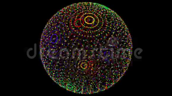 旋转点的多色球体粒子循环动画视频的预览图