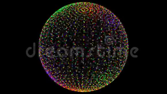 循环旋转球体动画循环黑色背景的彩色点视频的预览图