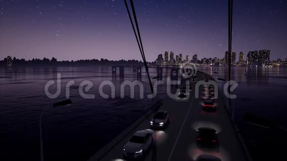 桥梁公路交通夜间3D现实镜头视频的预览图