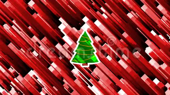 圣诞节和新年假期故障扭曲循环动画与三个图像视频的预览图
