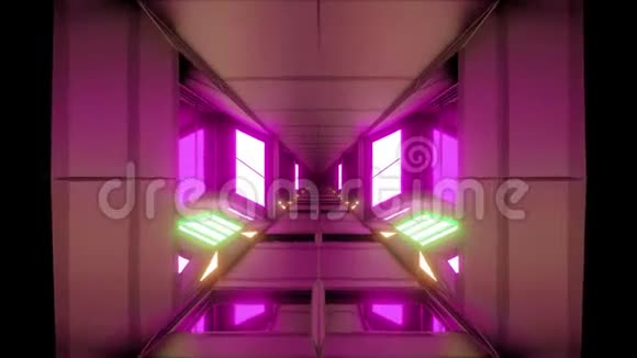 未来科技空间飞机库隧道走廊三维插图现场壁纸运动背景设计俱乐部视频的预览图