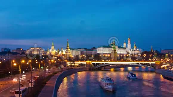克里姆林宫夜景莫斯科时间流逝视频的预览图