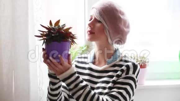 有盆栽的少女视频的预览图