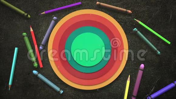用彩色铅笔特写儿童背景学校背景视频的预览图
