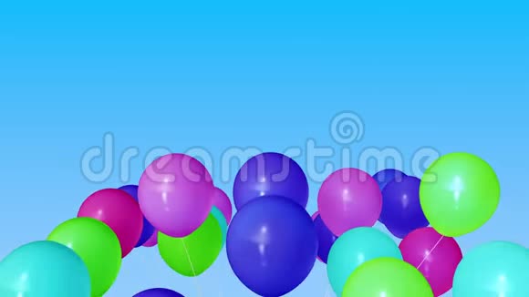 一堆五颜六色的氦气球3D动动画视频的预览图
