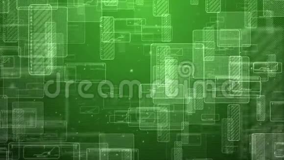 抽象数字方块的运动绿色技术背景的无缝循环动画视频的预览图