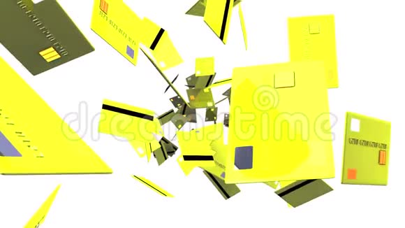 白色背景上的黄色信用卡视频的预览图