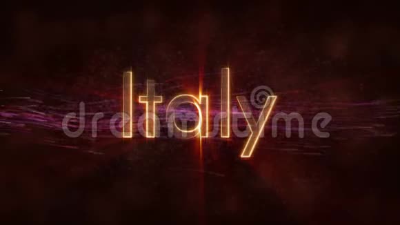 意大利闪亮循环国家名称文字动画视频的预览图