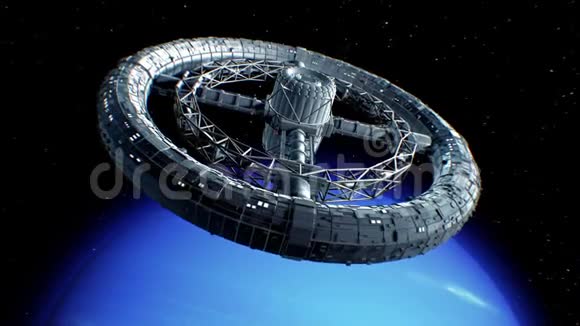 海王星背景上的巨型科幻环视频的预览图