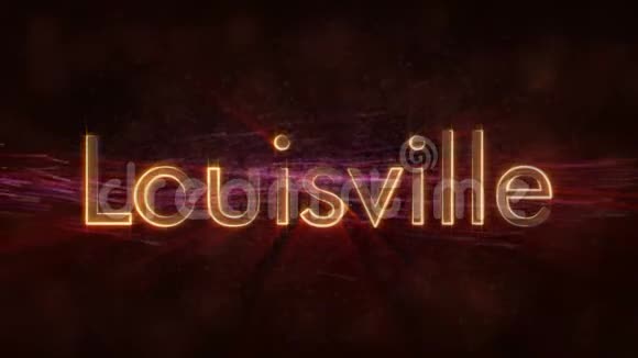 路易斯维尔闪亮的循环城市名称文字动画视频的预览图