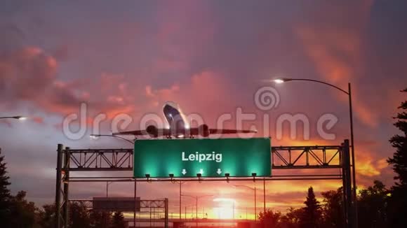 在美妙的日出中起飞莱比锡视频的预览图