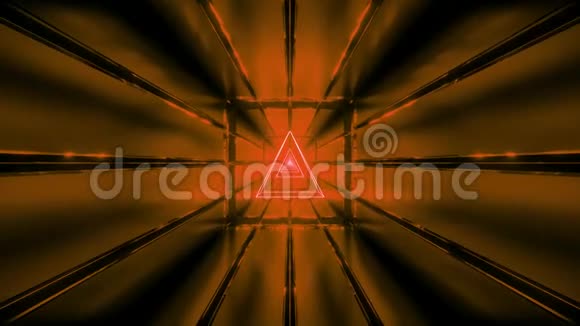 橙色线框隧道背景壁纸3d渲染vjloop视频的预览图