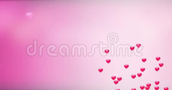 红色的心在粉红色的背景下情人节运动背景循环红色的小心脏在黑色的背景上飞翔视频的预览图