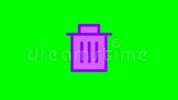 绿色背景下的循环动画动画垃圾桶视频的预览图