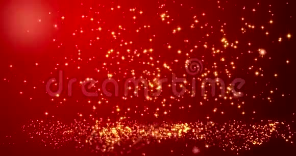 金色五彩斑斓的bokeh灯在红色快乐情人节背景视频的预览图