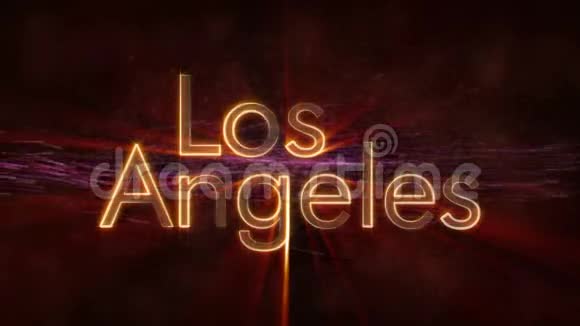 洛杉矶闪亮的城市名称文字动画视频的预览图
