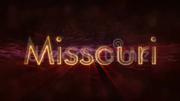 密苏里州闪亮循环州名文字动画视频的预览图