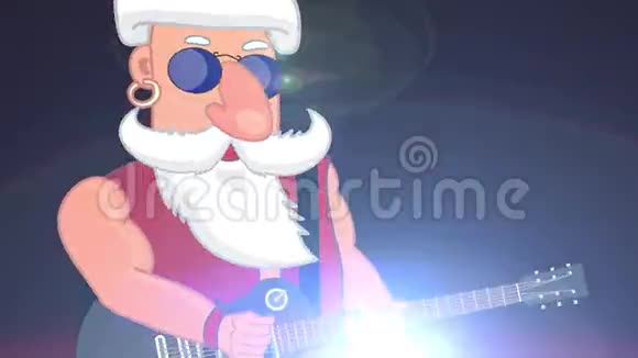 坏圣诞老人摇滚明星弹吉他丰富多彩的表演视频的预览图