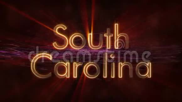 南卡罗莱纳州闪亮循环州名文字动画视频的预览图