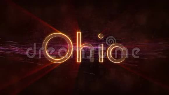 俄亥俄闪亮的州名文字动画视频的预览图