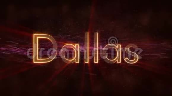 达拉斯闪亮循环城市名称文字动画视频的预览图